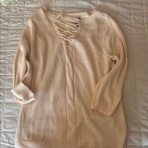 Women's Lace-Up Sweater - Cream